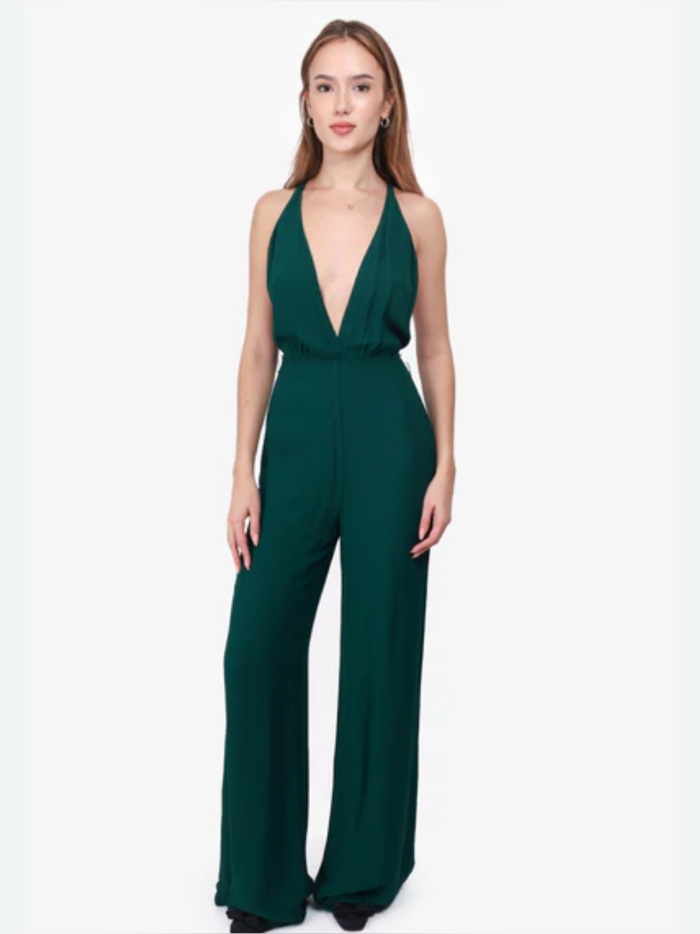 REFORMATION GREEN 'SOFI' JUMPSUIT IN EMERALD